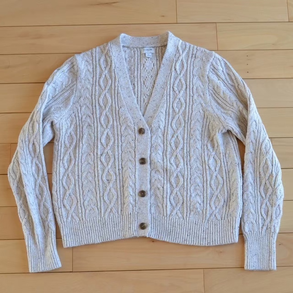 J. Crew Cream Cable Knit Cardigan